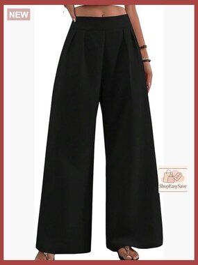 Elegant Palazzo Pants High Waisted Wide Leg Trousers Formal Evening Business